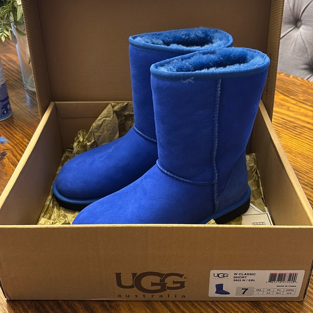 UGG Classic Short Boots in Blue Suede